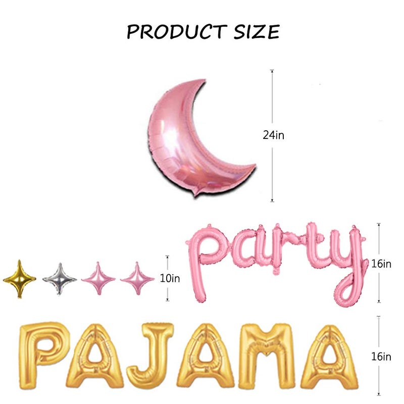 Geloar PAJAMA PARTY Decorations,PAJAMA Party Balloons for Girls PJ Mask Themed Banner for Pajama Slumber Sleepover SPA Spahhh Birthday Bday Bridal Hen Adult Party Supplies 14PCS of Qinsly (Gold, PAJAMA) - Image 4